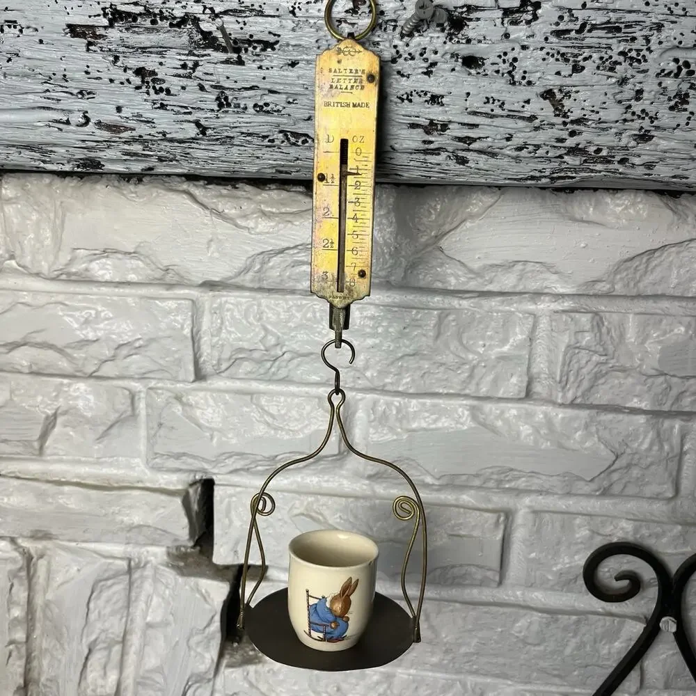 Antique Salters Brass Letter Balance Scale British Made Hanging Postal Weight